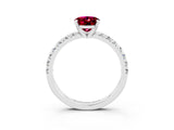 White gold Oval Cut Garnet Solitaire Pavé Engagement Ring with Round Band and Prong Setting_75