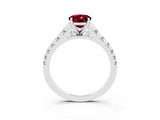 White gold Oval Cut Garnet Solitaire Ring with Cathedral Setting and Pavé Band_3
