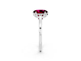 White gold Oval Cut Garnet Solitaire Ring with Flower Prong Setting and Classic Band_14