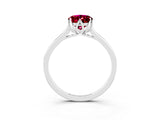 White gold Oval Cut Garnet Solitaire Ring with Flower Prong Setting and Classic Band_15