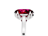 White gold Oval Cut Garnet Solitaire Ring with Flower Prong Setting and Classic Band_17
