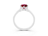 White gold Oval Cut Garnet Solitaire Ring with Flower Prong Setting and Classic Band_51