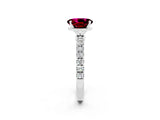 White gold Oval Cut Garnet Solitaire Ring with Pavé Accents and Four-Prong Setting_2
