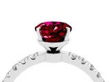 White gold Oval Cut Garnet Solitaire Ring with Pavé Accents and Four-Prong Setting_4