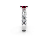 White gold Oval Cut Garnet Solitaire Ring with Pavé and Channel Set Band_2