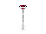 White gold Oval Cut Garnet Solitaire Ring with Pave Band and Four Prong Setting_26