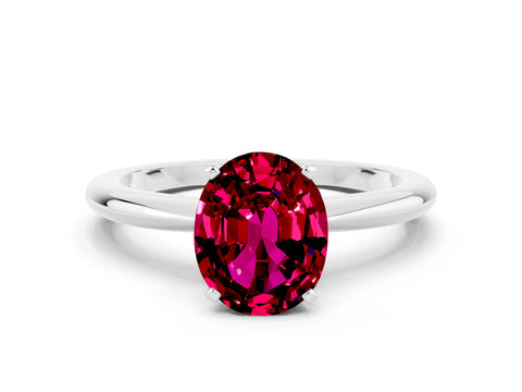White gold Oval Cut Garnet Solitaire Ring with Six-Prong Setting and Classic Band_12
