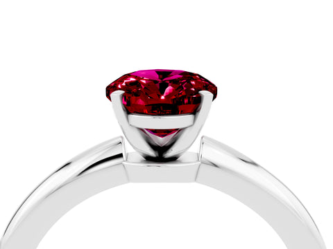 White gold Oval Cut Garnet Solitaire Ring with Six-Prong Setting and Classic Band_16