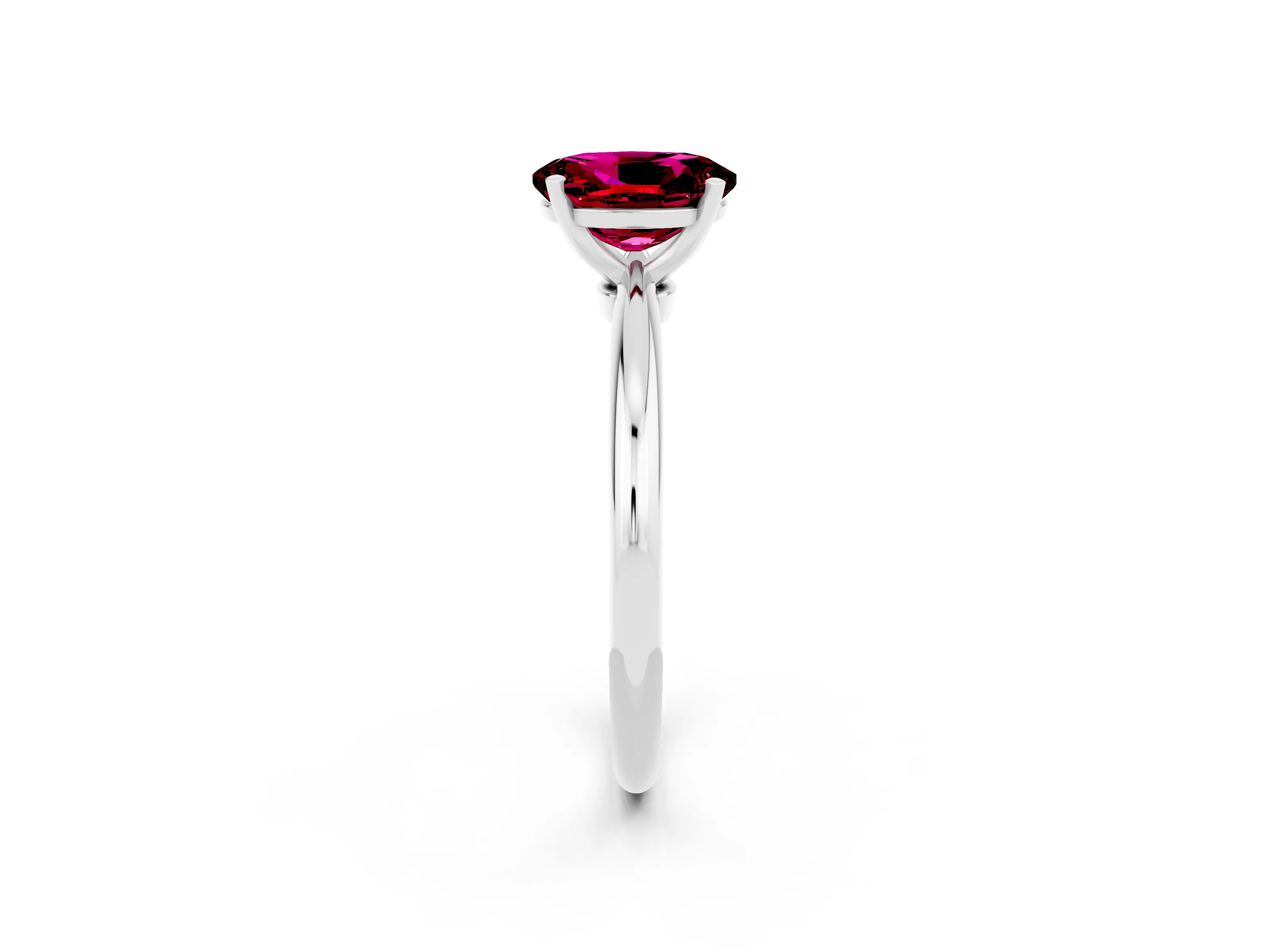 White gold Oval Cut Garnet Solitaire Ring with Six-Prong Setting and Classic Band_20
