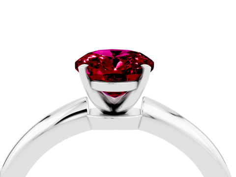 White gold Oval Cut Garnet Solitaire Ring with Six-Prong Setting and Classic Band_4