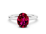 White gold Oval Cut Garnet Solitaire Ring with Thin Band and Four-Prong Setting_12