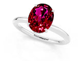 White gold Oval Cut Garnet Solitaire Ring with Thin Band and Four-Prong Setting_13