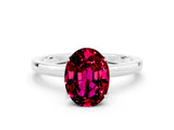 White gold Oval Cut Garnet Solitaire Ring with Thin Band and Prong Setting_12