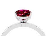 White gold Oval Cut Garnet Solitaire Ring with Thin Band and Prong Setting_16