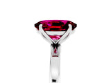 White gold Oval Cut Garnet Solitaire Ring with Thin Band and Prong Setting_17