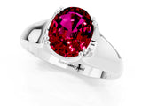 White gold Oval Cut Garnet Solitaire Ring with Wide Band and Prong Setting_1