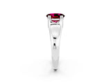 White gold Oval Cut Garnet Solitaire Ring with Wide Band and Prong Setting_2