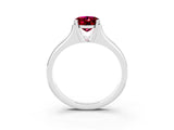 White gold Oval Cut Garnet Solitaire Ring with Wide Band and Prong Setting_3