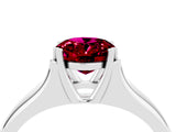 White gold Oval Cut Garnet Solitaire Ring with Wide Band and Prong Setting_4