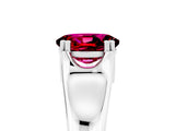 White gold Oval Cut Garnet Solitaire Ring with Wide Band and Prong Setting_5
