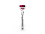 White gold Oval Cut Garnet Solitaire Twist Band Prong Setting Ring_61