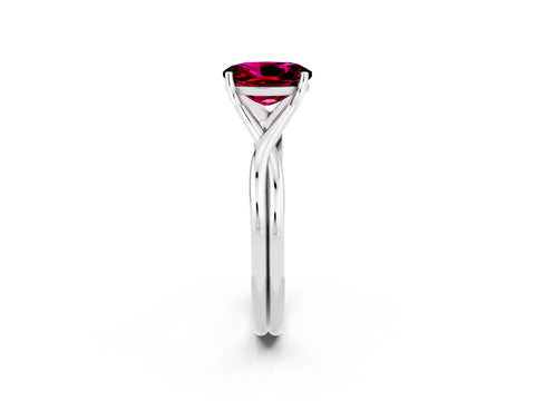 White gold Oval Cut Garnet Solitaire Twist Band Prong Setting Ring_61