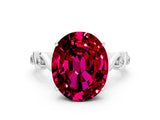 White gold Oval Cut Garnet Solitaire Twisted Band with Round  Accents and Prong Setting_12