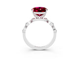 White gold Oval Cut Garnet Solitaire Twisted Band with Round  Accents and Prong Setting_15