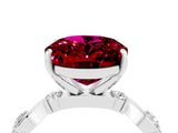 White gold Oval Cut Garnet Solitaire Twisted Band with Round  Accents and Prong Setting_16