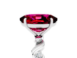 White gold Oval Cut Garnet Solitaire Twisted Band with Round  Accents and Prong Setting_17
