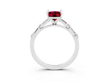 White gold Oval Cut Garnet Solitaire with Side Baguettes and Channel Set Band_3