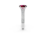 White gold Oval Cut Garnet Split Shank Engagement Ring with Pavé Band_2