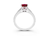White gold Oval Cut Garnet Split Shank Engagement Ring with Pavé Band_3