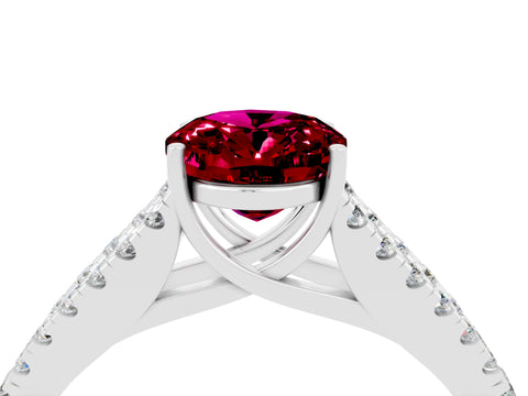 White gold Oval Cut Garnet Split Shank Pavé Engagement Ring with Four-Prong Setting_34