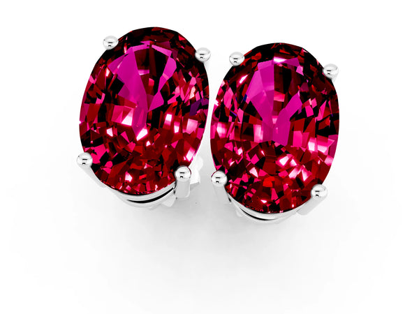 Silver Oval Cut Garnet Stud Earrings