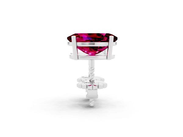 Platinum Oval Cut Garnet Stud Earrings
