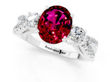White gold Oval Cut Garnet Three-Stone Ring with Pavé Split Shank and Four-Prong Setting_13