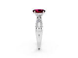 White gold Oval Cut Garnet Three-Stone Ring with Pavé Split Shank and Four-Prong Setting_14