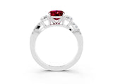 White gold Oval Cut Garnet Three-Stone Ring with Pavé Split Shank and Four-Prong Setting_15
