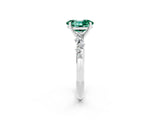 White gold Oval Cut Green Sapphire Cluster Side Stone Solitaire Ring with Prong Setting_26