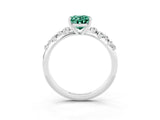 White gold Oval Cut Green Sapphire Cluster Side Stone Solitaire Ring with Prong Setting_27