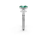 White gold Oval Cut Green Sapphire Engagement Ring with Milgrain Channel Set Band and Prong Setting_2