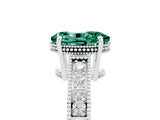 White gold Oval Cut Green Sapphire Engagement Ring with Milgrain Channel Set Band and Prong Setting_5