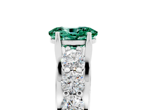White gold Oval Cut Green Sapphire Engagement Ring with Pavé Band and Four-Prong Setting_5