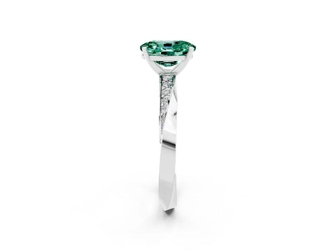 White gold Oval Cut Green Sapphire Engagement Ring with Side Stone Accents and Four-Prong Setting_29