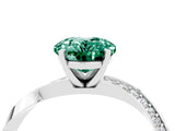 White gold Oval Cut Green Sapphire Engagement Ring with Side Stone Accents and Four-Prong Setting_31