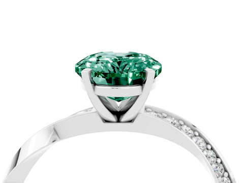 White gold Oval Cut Green Sapphire Engagement Ring with Side Stone Accents and Four-Prong Setting_31