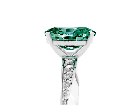 White gold Oval Cut Green Sapphire Engagement Ring with Side Stone Accents and Four-Prong Setting_32