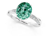 White gold Oval Cut Green Sapphire Engagement Ring with Side Stone Accents and Four-Prong Setting_37
