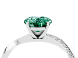 White gold Oval Cut Green Sapphire Engagement Ring with Side Stone Accents and Four-Prong Setting_40